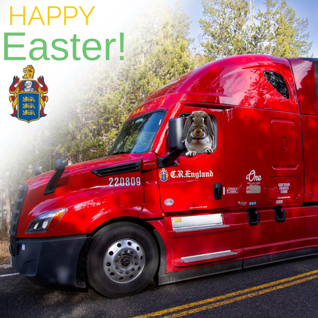 CREngland's tweet photo. Happy Easter Sunday from C.R. England! 🐣💐

Who let that bunny rabbit drive?? 🐰

#CREngland #DriveCRE #Easter #Sunday #DeliverExcellence https://t.co/gewndVrzpZ