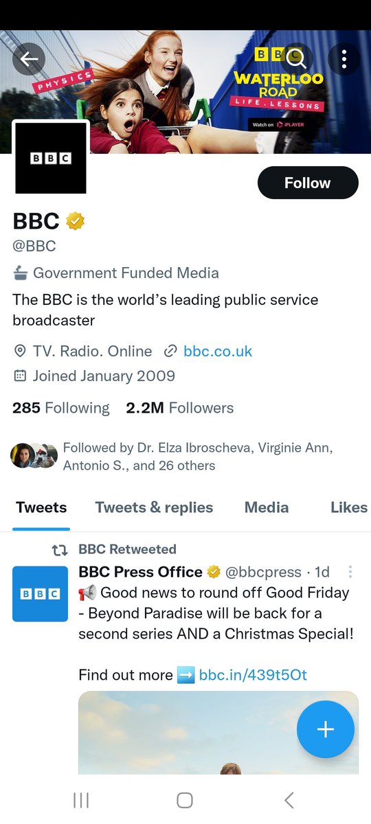. @BBC, one of the world's top public service broadcasters, now has a 'government funded' label. But, BBC is funded by a license fee + their editorial & operations are separate from gov. @elonmusk fails to grasp the basic difference between state media & public media