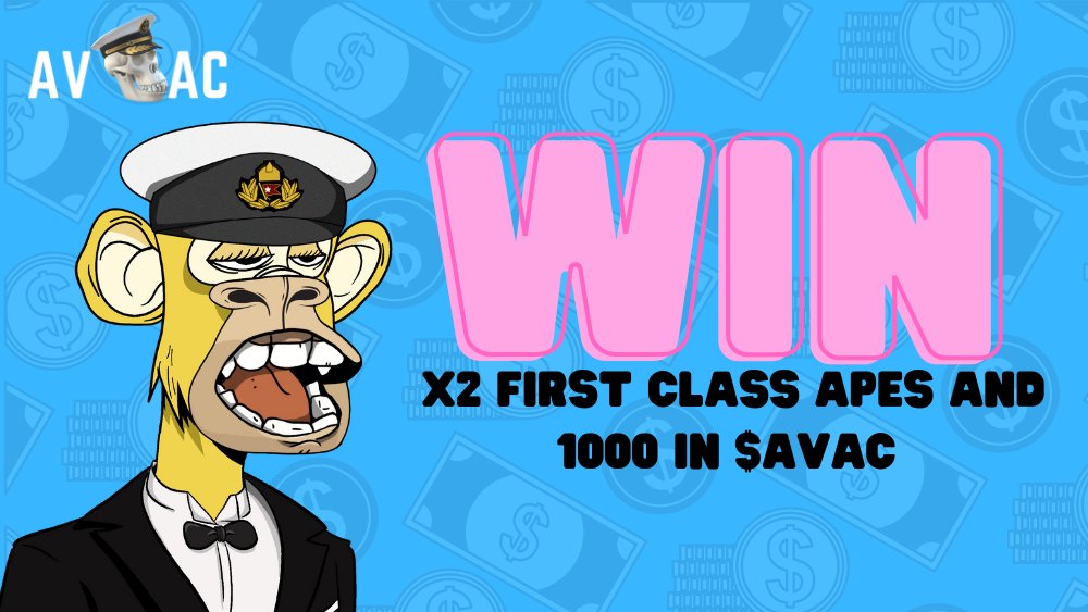AVAC_NFT's tweet photo. To celebrate 1 Year of #AVAC, we're giving you the chance to win 2 of our rarest and most sought NFTs + $1000 $AVAC Token:

To Enter:

1⃣ Like &amp; Retweet 
2⃣ Tag 3 Fren below 
3⃣ Head to General Chat and wish us Happy Birthday: https://t.co/sQeik0FCbX

Winner announced in 24 hrs https://t.co/1bsmrd0eDR
