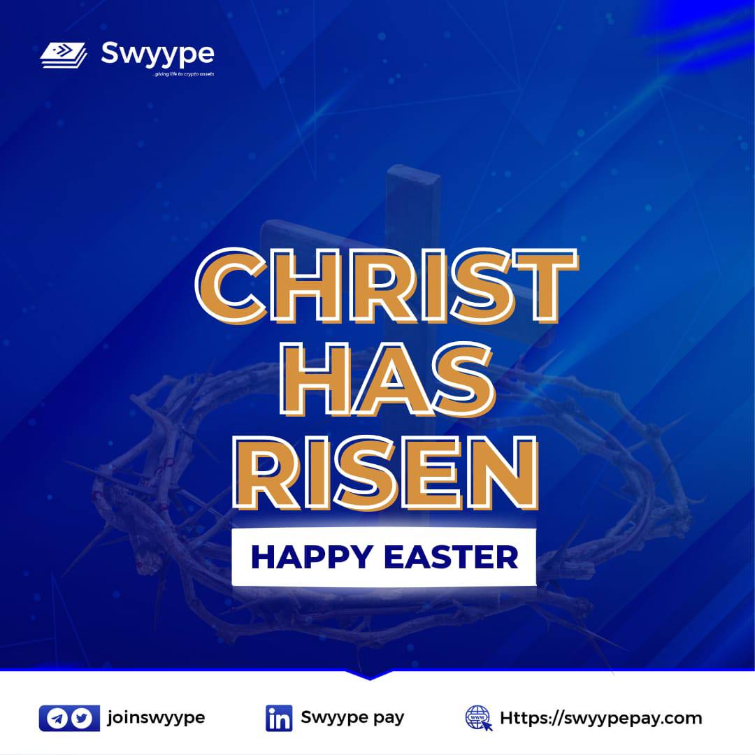 TheOthertobi's tweet image. "Wishing you happy Easter from all of us at @joinswyype. May your holiday be filled with joy, peace, and hope for a bright future. 

Thank you for your continued support as we strive to provide innovative payment solutions for businesses around the world." #Swyypepay 🌷🌞