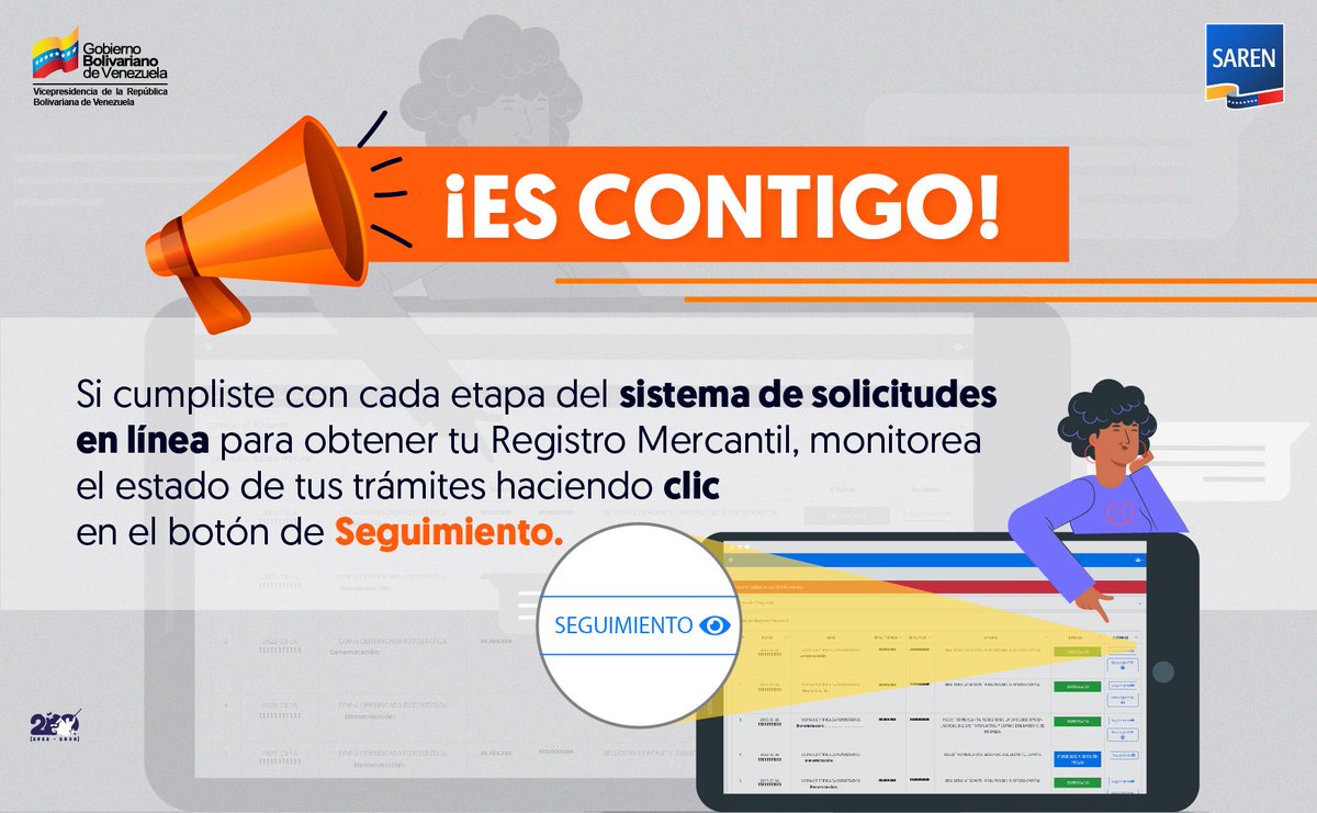 Saren_ve's tweet photo. #Atención ➡️ Si cumpliste con cada etapa del sistema de solicitudes en Línea para obtener tu Registro Mercantil, monitorea el estado de tus trámites haciendo clic en el botón de Seguimiento. 

#9Abr
#DomingoDeReencuentro https://t.co/618DnjATxC