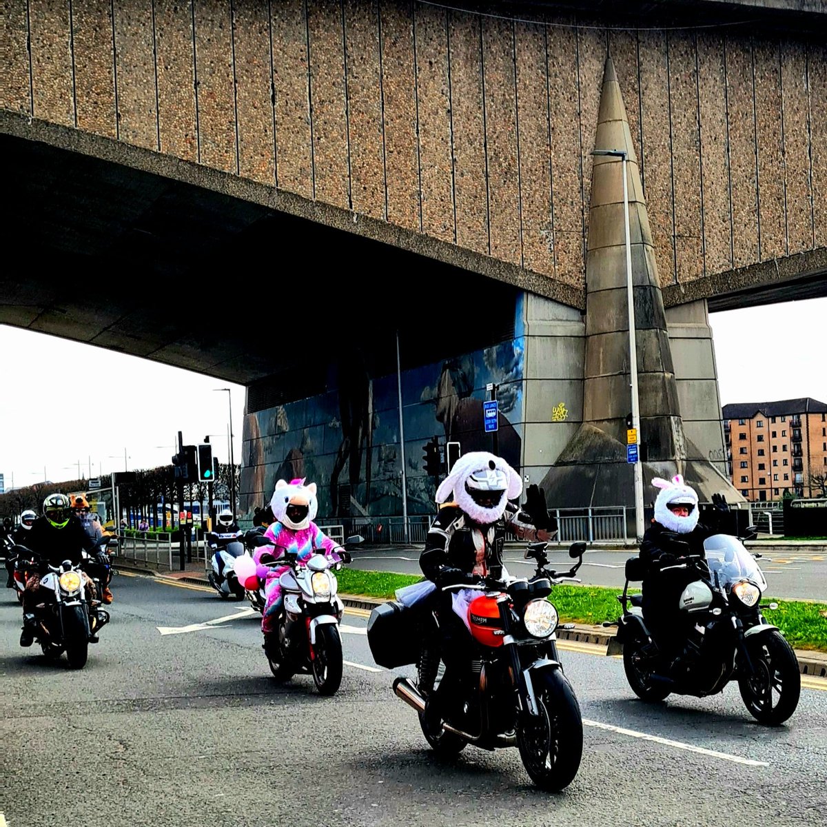 Bunnies on motorbikes going under the Kingston Bridge? It can only mean one thing: The Annual Glasgow Childrens Hospital Charity Easter Egg Run!

#glasgow #easter #eastereggrun  <a href="/GCH_Charity/">Glasgow Children's Hospital Charity</a> #glasgowchildrenshospital #peoplemakeglasgow #motorbikes
