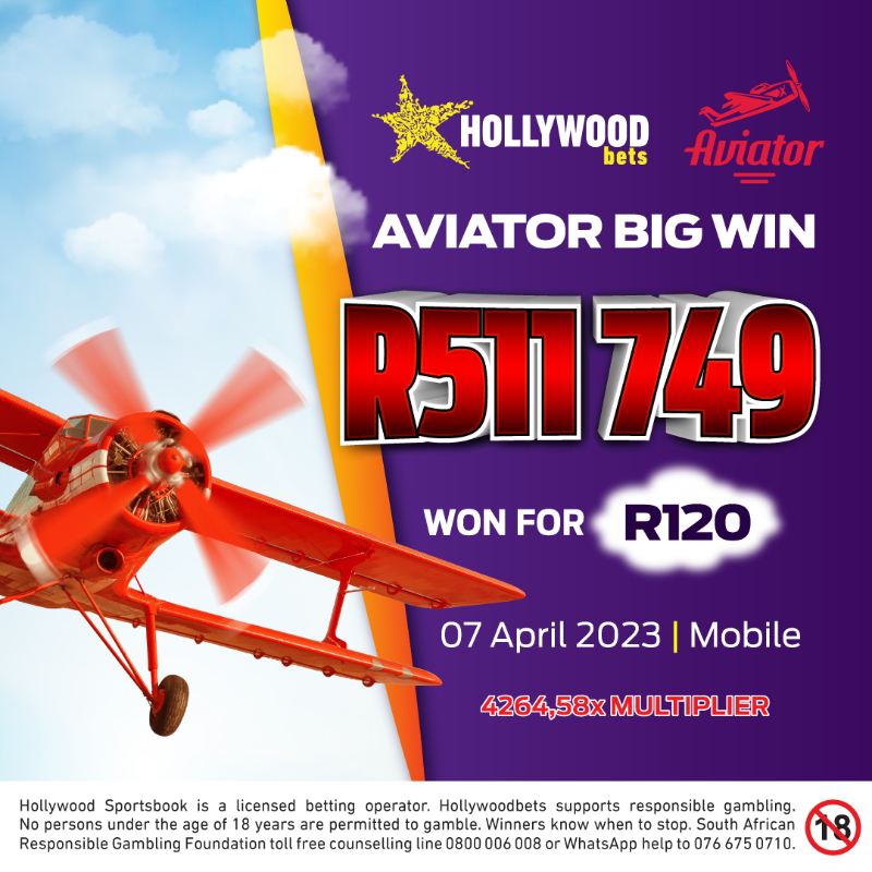 Hollywoodbets's tweet photo. ✈BIG WIN✈

Congratulations to a very lucky punter that one big with Aviator! 🤩

Visit our site and you could win too!

Ts and Cs apply