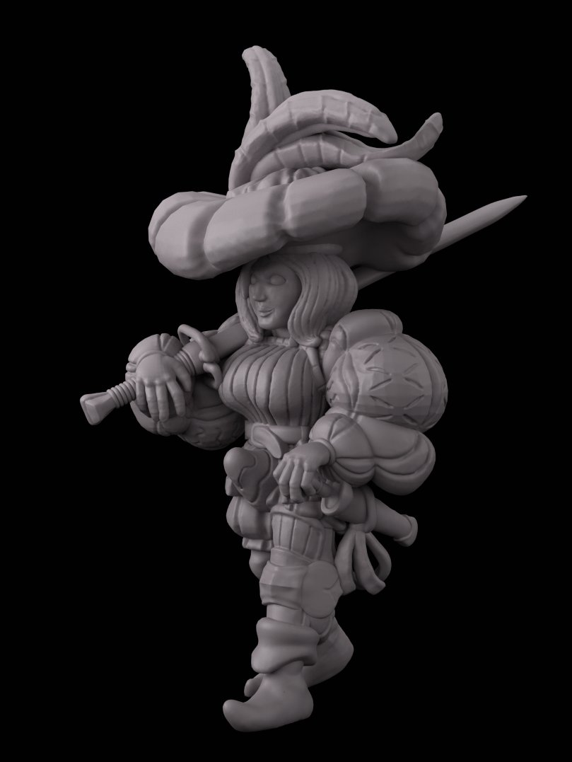 First DTIYS, although sculpted rather than drawn @vanishlily's codpiece obsessed landsknecht. I've got to run a test print still, but as soon as thats done ill stick it on my mini factory for free.

All the other dogs of war are in awe over her enormous katzbalger