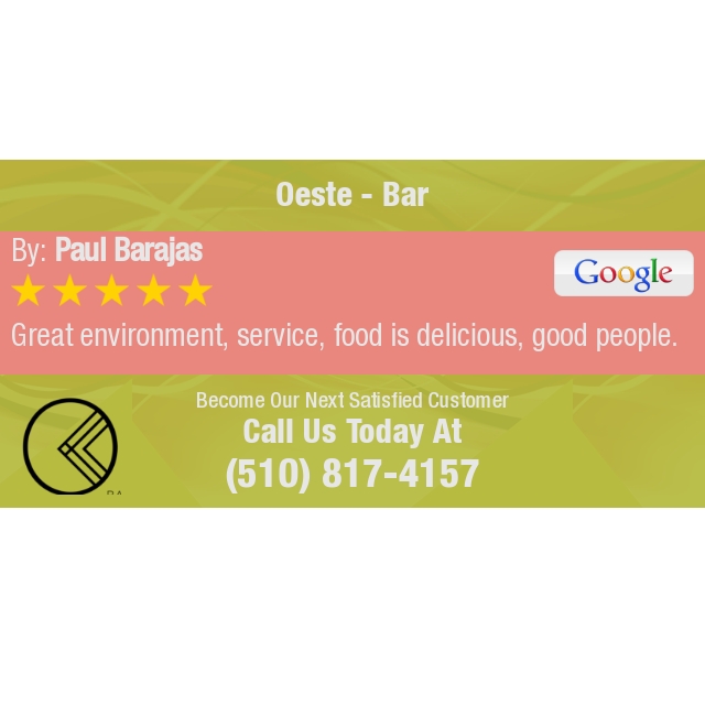 5 Star: Paul B. "Great environment, service, food is delicious, good people." maps.google.com/?cid=911909947…