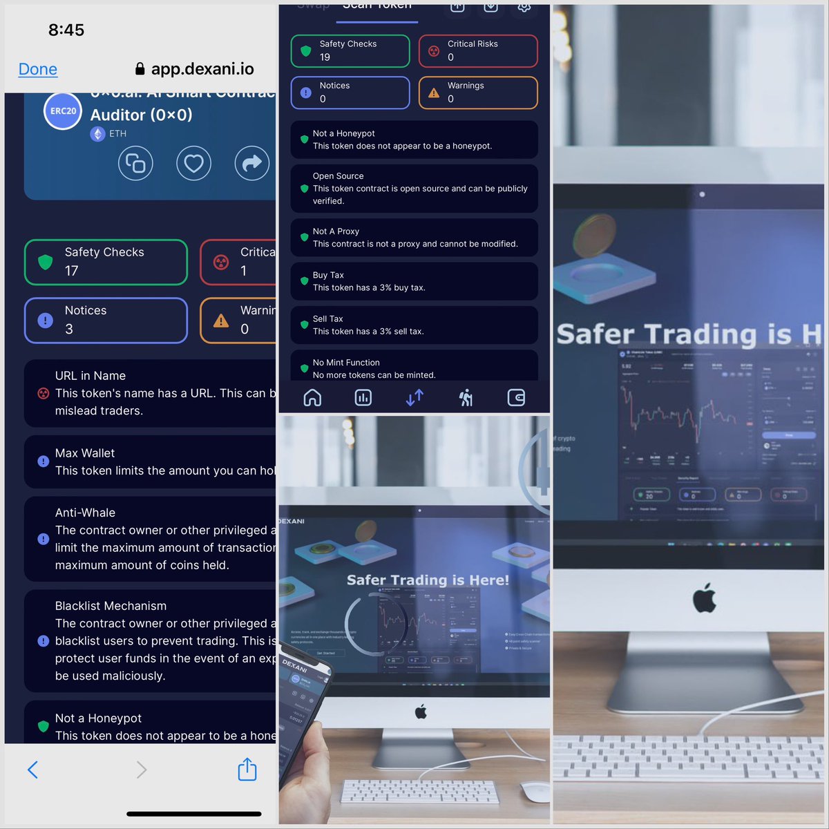 Why take a chance on other swaps approving bad contracts you can’t get out of hence #sushiswap most recently <a href="/Dexaniio/">Dexani.io</a> app runs those important security checks before you buy shown here in #nowai and #0x0 trade smart
#Crypto #CryptoSafety #ETH 

app.dexani.io