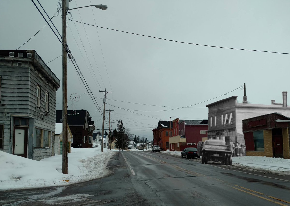 KeweenawNPS's tweet photo. Between 1893 and 1900, a 2-story wooden commercial building was built on Duncan Ave in Hubbell to house a saloon. It was added onto for a drugstore and upstairs apartments. By 1935, the U.S. Post Office used the first floor. Today, its upper level is #MissingintheCopperCountry. https://t.co/UYOIIlDgul
