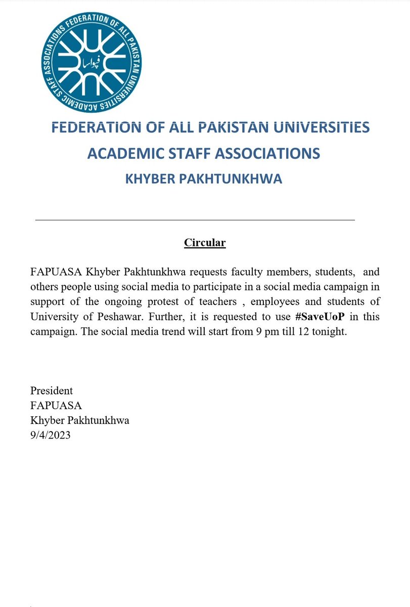 ICUTA_Peshawar's tweet photo. You all are requested to participate in #SaveUoP social media campaign, today. 
#removevc_saveuop
#SaveUoP https://t.co/DMDH33MiRe