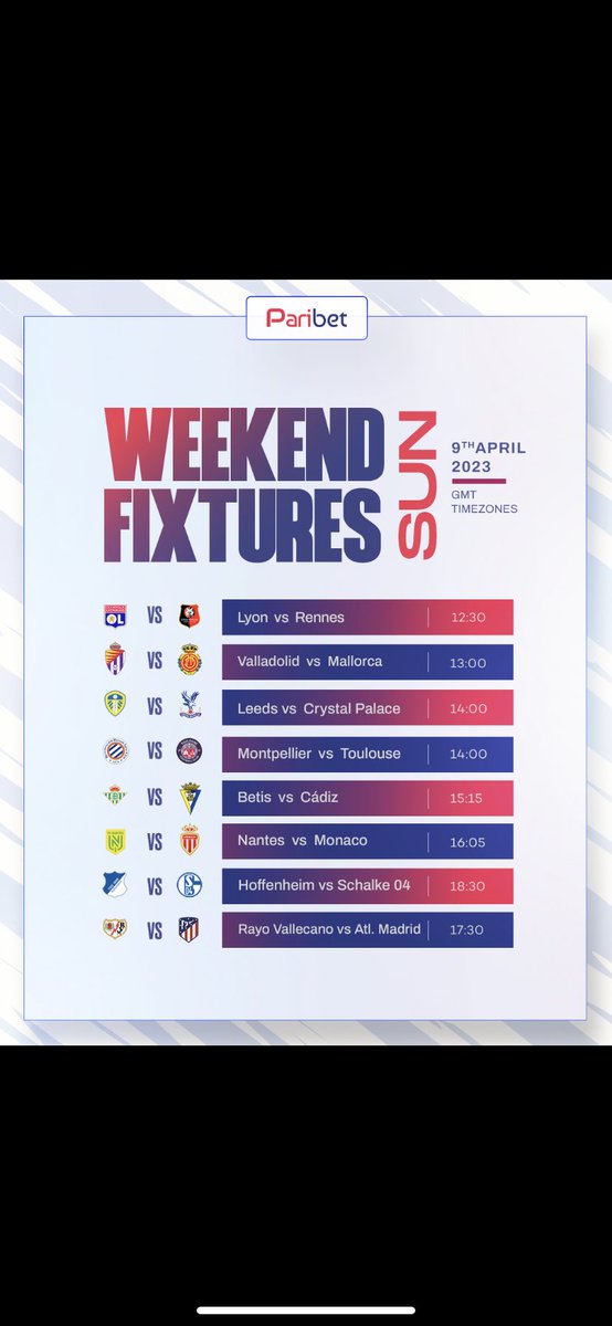 Paribetcm's tweet photo. #parisportif
#bonus
#paiementrapide
#football
#premièreLeague
#ligue1
#seriea 
#bundesliga 
#laliga 

#paribet
#bonus
#fastpayout
#football
#premierleague
#ligue1
#seriea 
#bundesliga 
#laliga https://t.co/pAkkeOcTBb