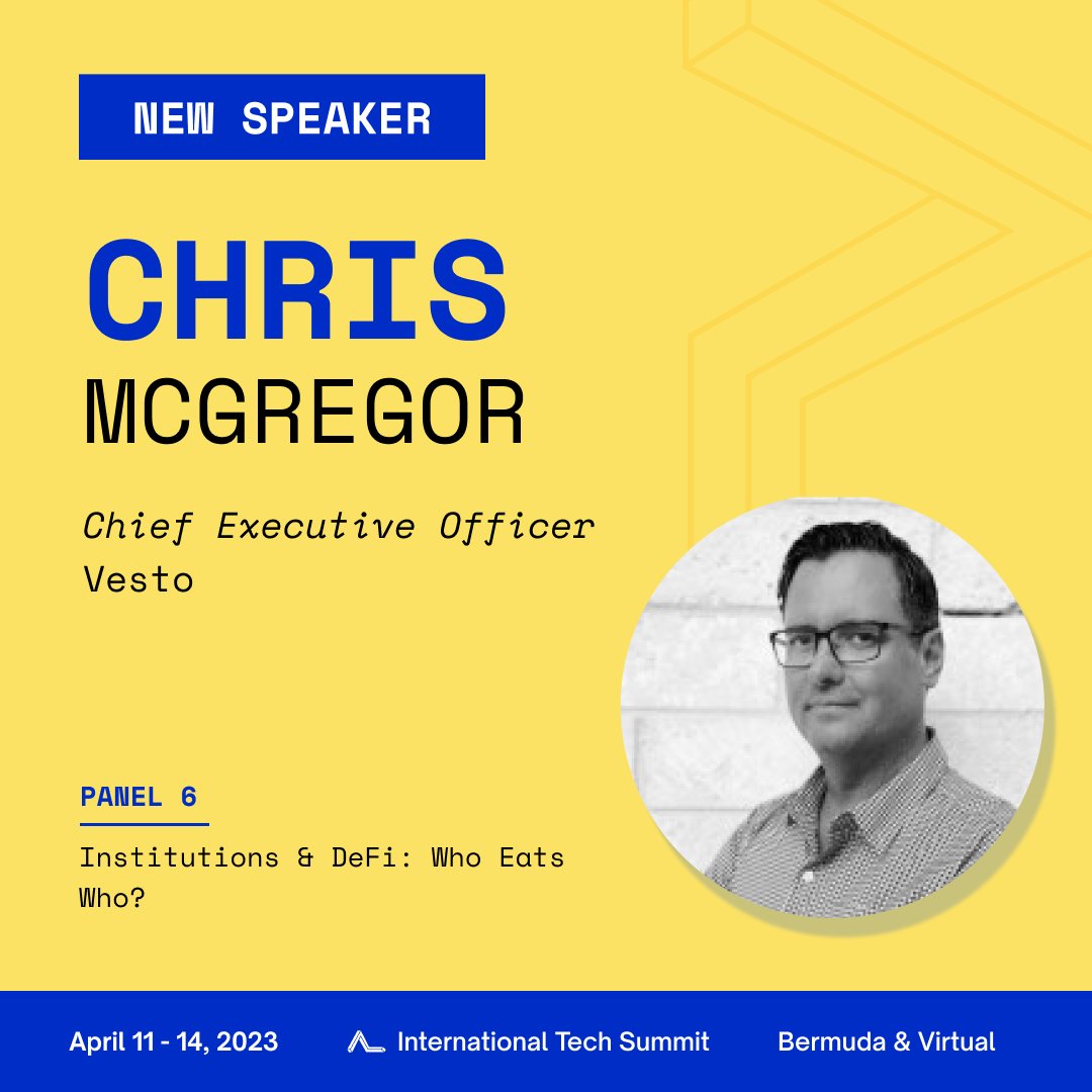 We are pleased to announce <a href="/chrisatvesto/">Christopher McGregor</a>, Chief Executive Officer at <a href="/vestoprotocol/">VESTO</a> as a speaker at our fourth annual International Tech Summit!

Grab your virtual or in-person tickets today:  internationaltechsummit.com