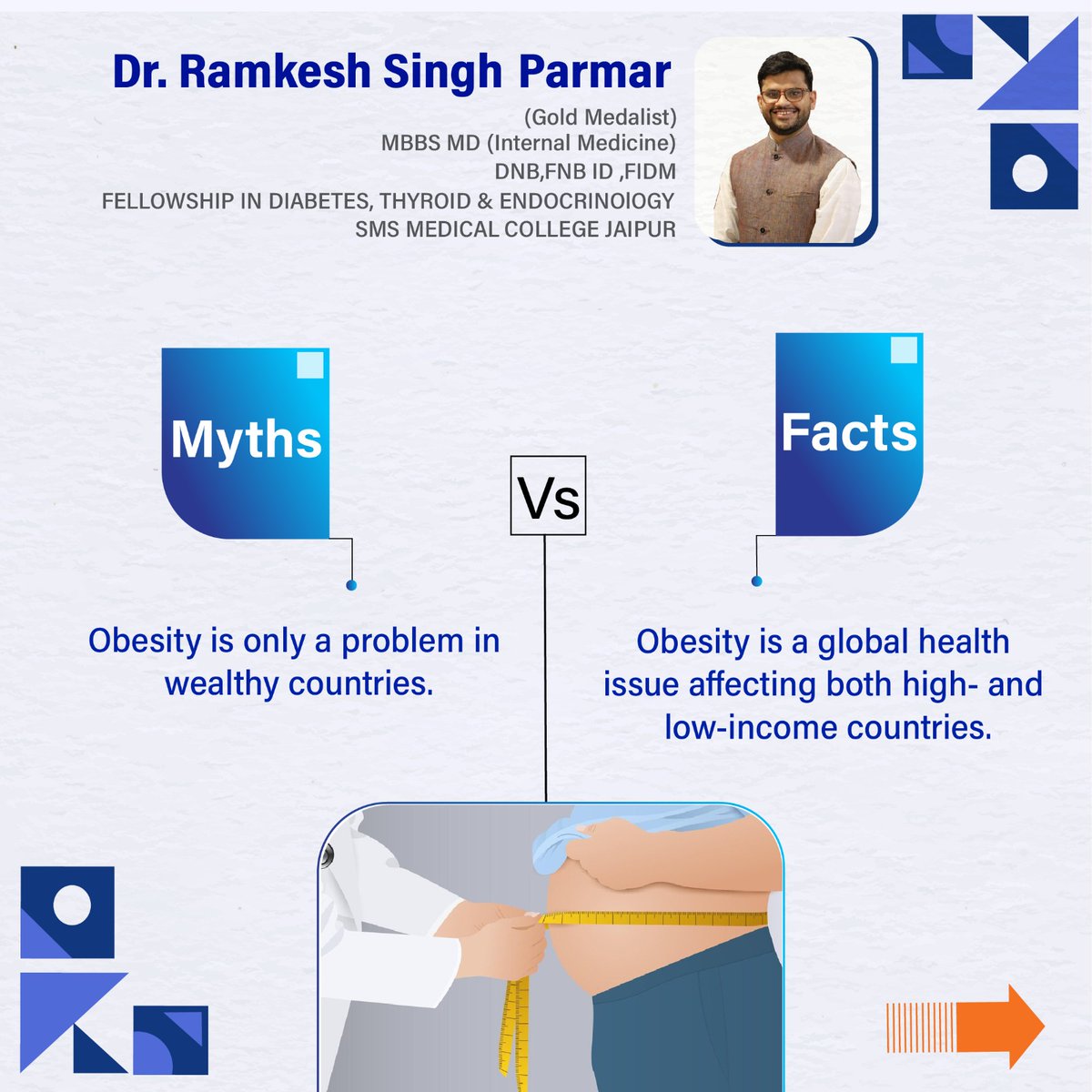 Obesity is a complex medical condition, not a matter of willpower. Let's break the myths and focus on the facts. Remember, even a small amount of weight loss can have significant health benefits.
.
.
.
.
.
#FightObesity #HealthyWeight #ObesityPrevention