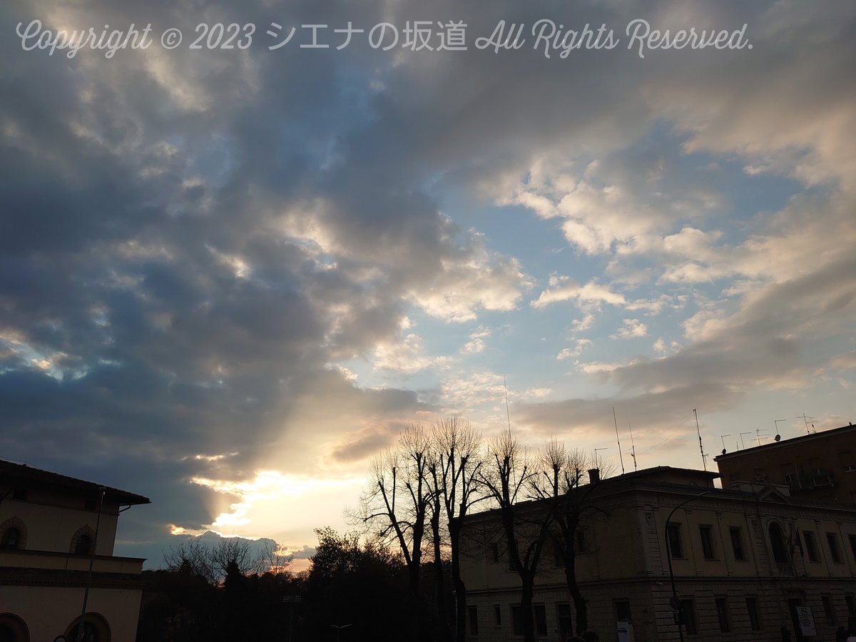 Raffa_ameblo's tweet photo. 今日はパスクァ(イースター)🐰🐣
カトリックの国 #イタリア では、家族や友人と食事する大事な祝日❗
昨日の夕焼けがとても綺麗でした😊
#マッテオッティ広場
#通称郵便局広場
#PiazzaMatteotti
#空のある風景
#写真好きな人と繋がりたい https://t.co/Pmil3njMD5