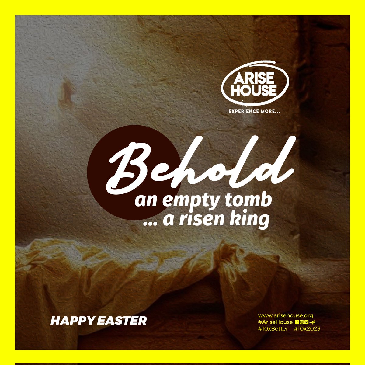 AriseHouse's tweet photo. The tomb is empty, Our King is risen.

Happy Easter.

#arisehouse #happyeaster #eastersunday #10x2023
@oladejivictor https://t.co/t4a0Vd7TVY