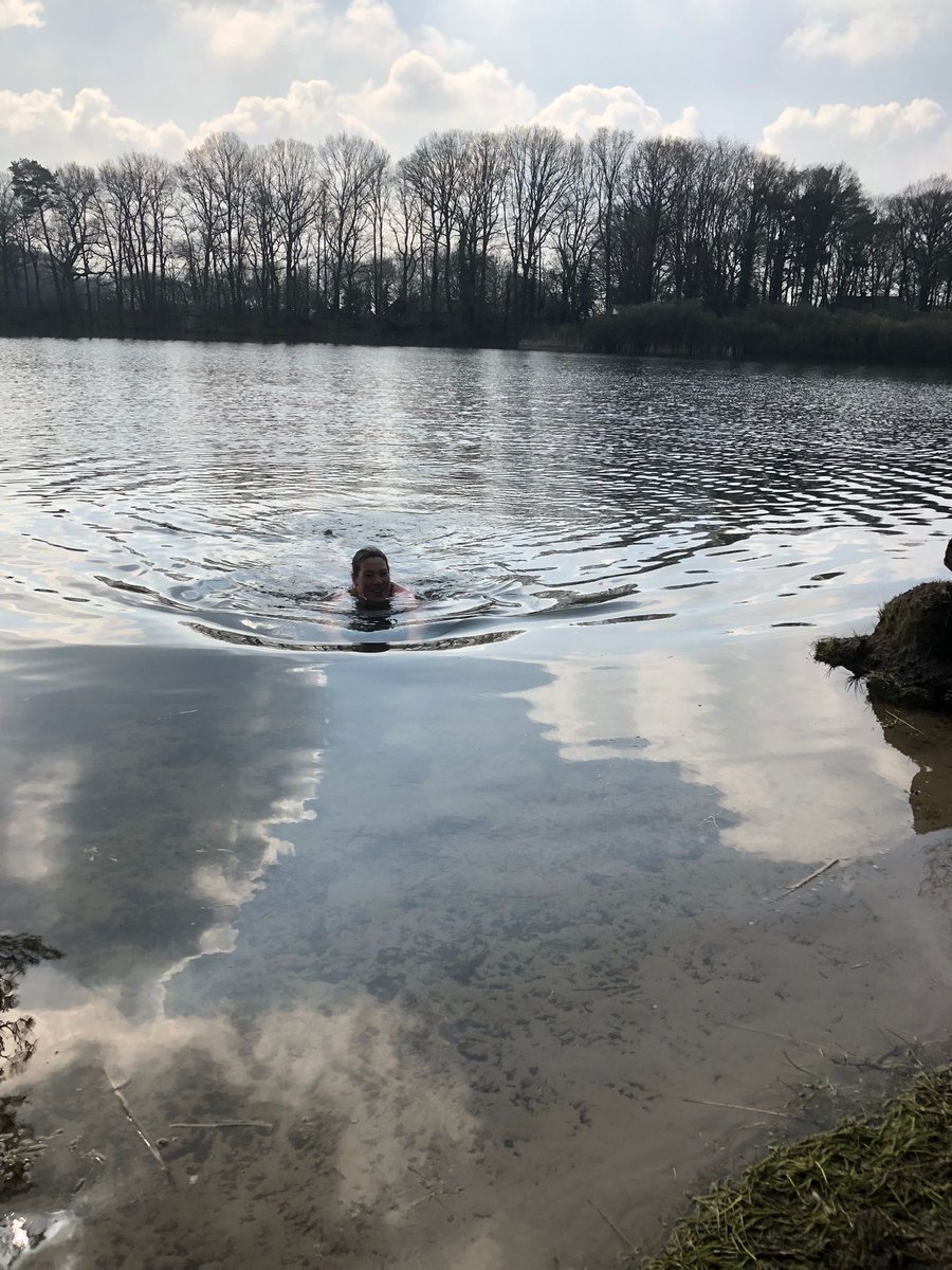 Lovely swim in Vught, waterlevel so much higher than in summer (temperature already 12.8 degrees)