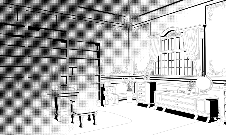 素材そのままで使用すればフルカラー漫画は勿論、少し手を加えればモノクロ原稿でも活用できるよ!のFB内記事から一部見本。このレベルの背景を一から描こうとしたら私なら余裕で1日かかりますが、約10分で出来ちゃいます。神のもたらした叡智よ…ッッ!