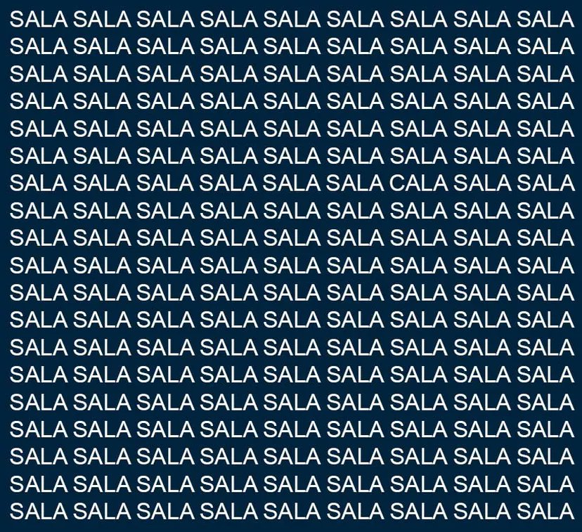 Jesuseqc's tweet photo. Encuentra la palabra «CALA» en el menor tiempo posible.
Comenta Logrado si la encuentras. https://t.co/Rao5os8QmM