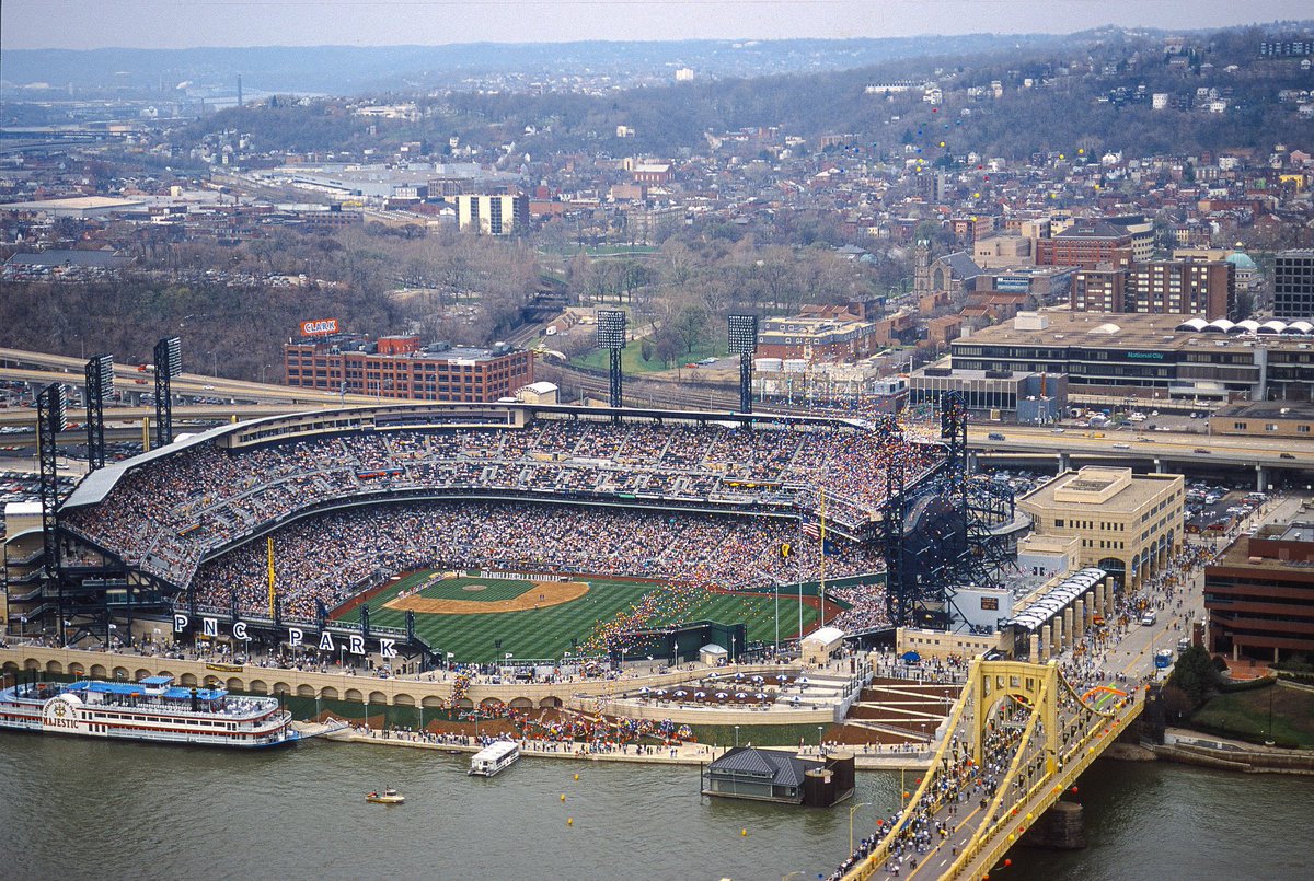 MLBcathedrals's tweet photo. The scene at PNC Park during its inaugural game. Twenty-two years ago, today. April 8th 2001.

Image via: @Pirates https://t.co/tCbe6FiLfk