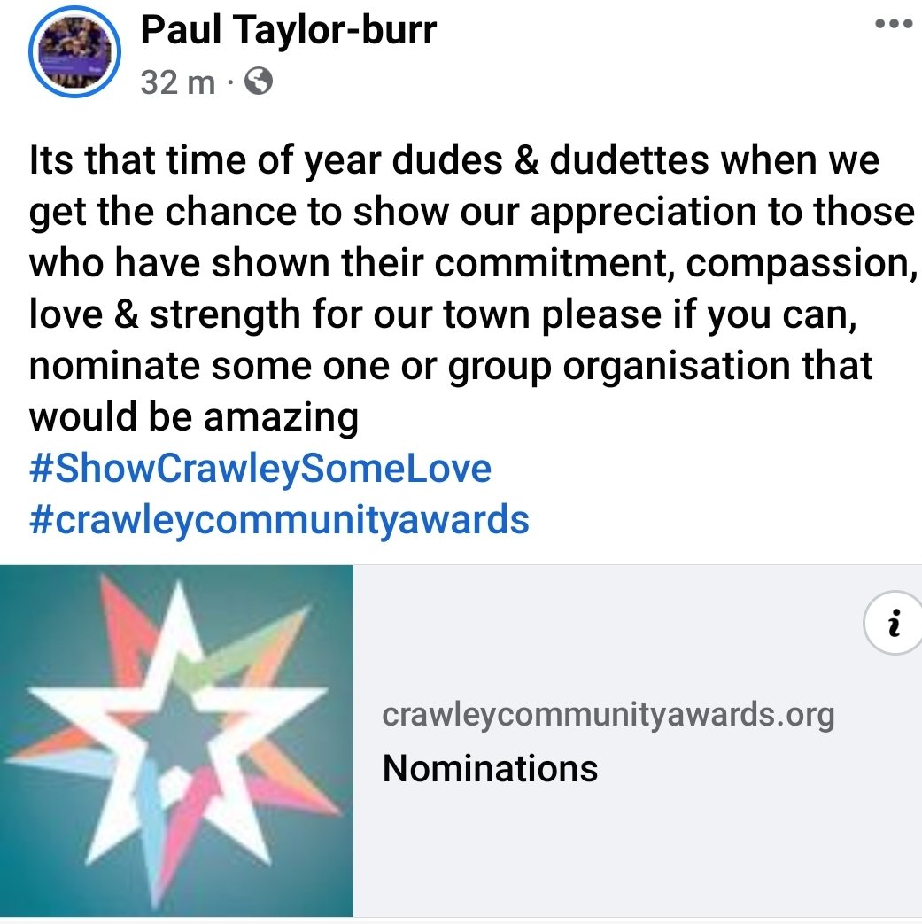 People of #Crawley it's time to recognise those who have done so much for our community