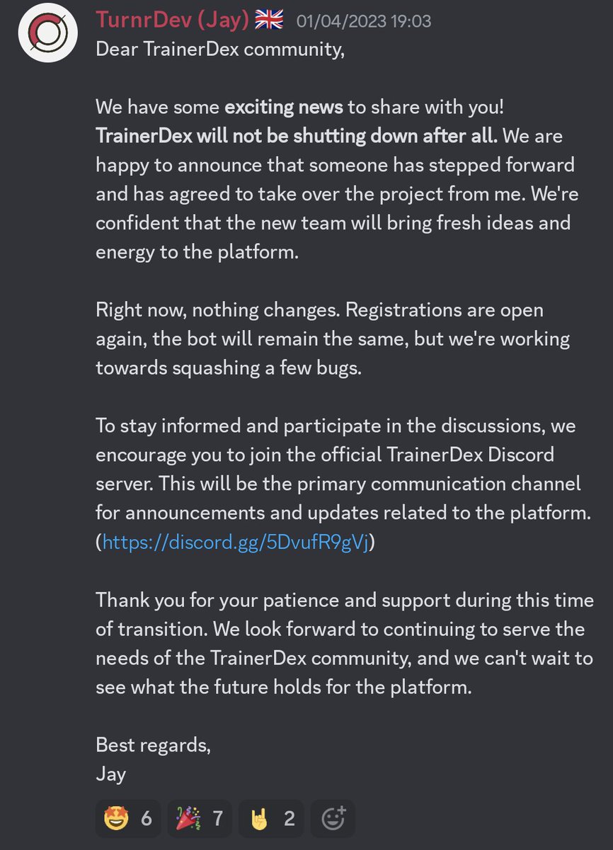 TrainerDexApp's tweet image. Update: @ukbigdave is taking on the project