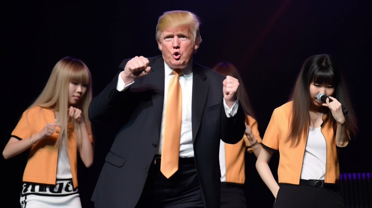 LeicaDad's tweet photo. KPop Trump 
#midjourneyv5 https://t.co/9TQs7YjkoW