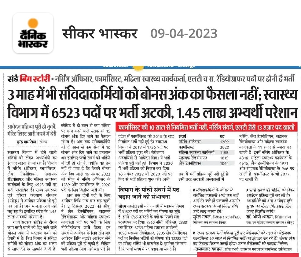 है जननायक <a href="/ashokgehlot51/">Ashok Gehlot</a> सरकार <a href="/RajCMO/">CMO Rajasthan</a> <a href="/RajGovOfficial/">Government of Rajasthan</a>
#फार्मासिस्ट_भर्ती पूरी करो
#MNDY को सफल बनाओ
#RTH को सफल बनाओ
#निरोगी_राजस्थान बनाने में #Pharmacist संवर्ग का अभूतपूर्व योगदान है और रहेगा।
<a href="/officialRGHS/">Rajasthan Government Health Scheme - RGHS</a> <a href="/plmeenaINC/">Parsadi Lal Meena</a> <a href="/akhilarora93/">Akhil Arora</a> <a href="/artizzzz/">Arti Dogra</a> <a href="/NhmRJOfficial/">Department of Medical Health & Family Welfare</a> <a href="/officialRGHS/">Rajasthan Government Health Scheme - RGHS</a>