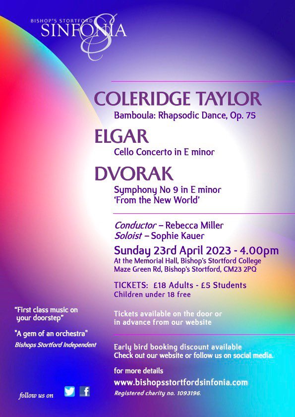We’re looking forward to our concert in 2 weeks’ time - with our Principal Conductor <a href="/rmconductor/">Rebecca Miller</a> and guest soloist Sophie Kauer. Tickets available  from thelittleboxoffice.com/bishopsstortfo…