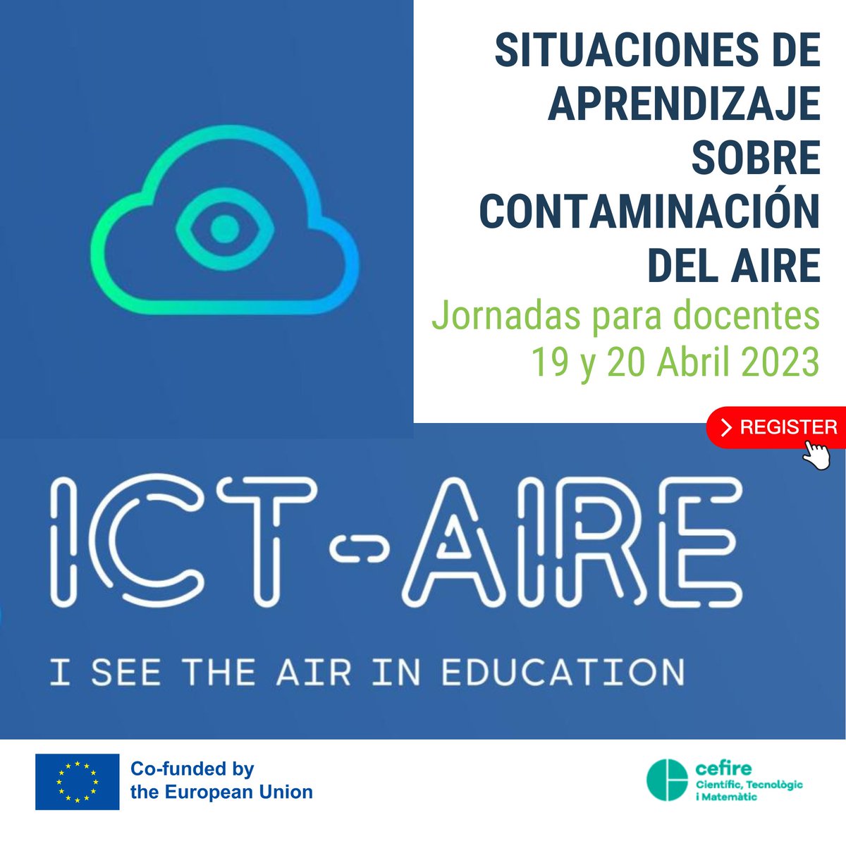 Diseña y desarrolla una situación de aprendizaje para tu alumnado sobre contaminación del aire, y conoce experiencias docentes inspiradoras, te esperamos el 19 y 20 de abril 2023 de 16:00 a 20:00 horas en @CEFIREambitCTEM en Valencia.
💨💨 INSCRIPCIONES: cefire.edu.gva.es/sfp/index.php?…