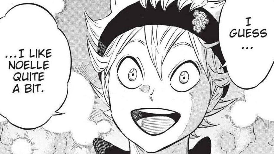 PikkuProgram's tweet photo. While Noelle's confession is framed romantically, she still uses the word 好き which depending on context is either like or love. Viz put it as love because of context. What's interesting though is that in Ch 103, Asta also uses the word 好き but this time it's translated as like https://t.co/uZeOo4kI7g
