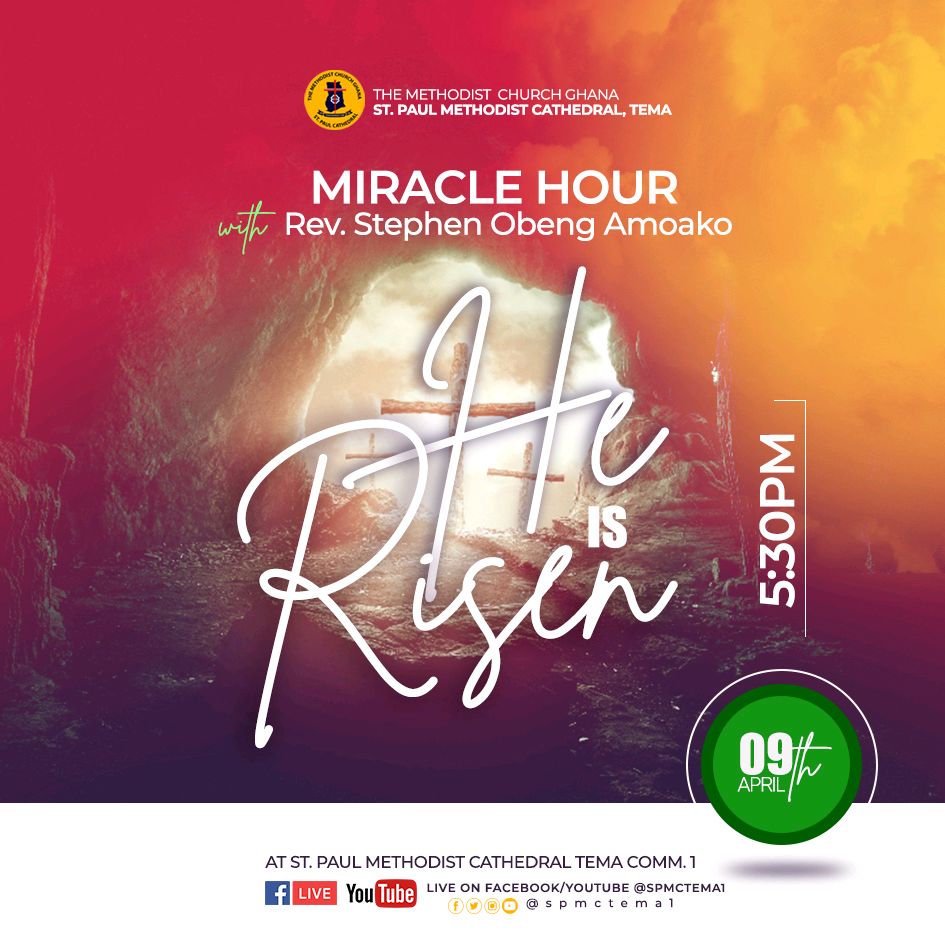 spmctema1's tweet photo. 📅 | 𝗨𝗣𝗖𝗢𝗠𝗜𝗡𝗚 𝗘𝗩𝗘𝗡𝗧
Miracle Hour comes on this evening with Rev. Stephen Obeng Amoako
#UpcomingEvent
#MiracleHour
#Spmctema1
#TheMethodistChurchGhana https://t.co/dr28kgeI3v