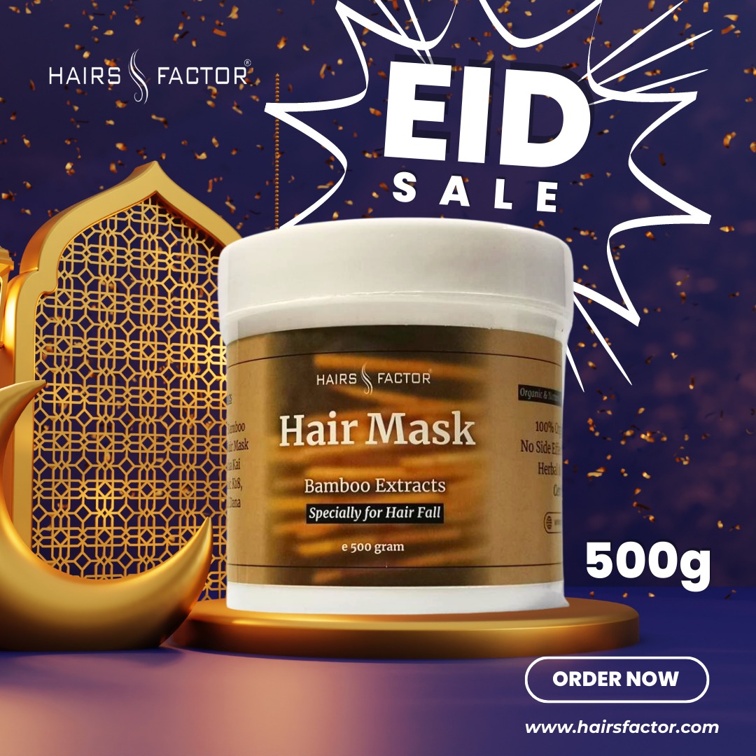 Say goodbye to bad hair days with HairsFactor's Eid Sale! 
Our hair mask, now available in a 500-gram jar, will leave your hair feeling nourished and looking gorgeous. 
Don't miss out on this amazing offer and get your hands on our hair mask today! 
#HairsFactor #EidSale #HairMa