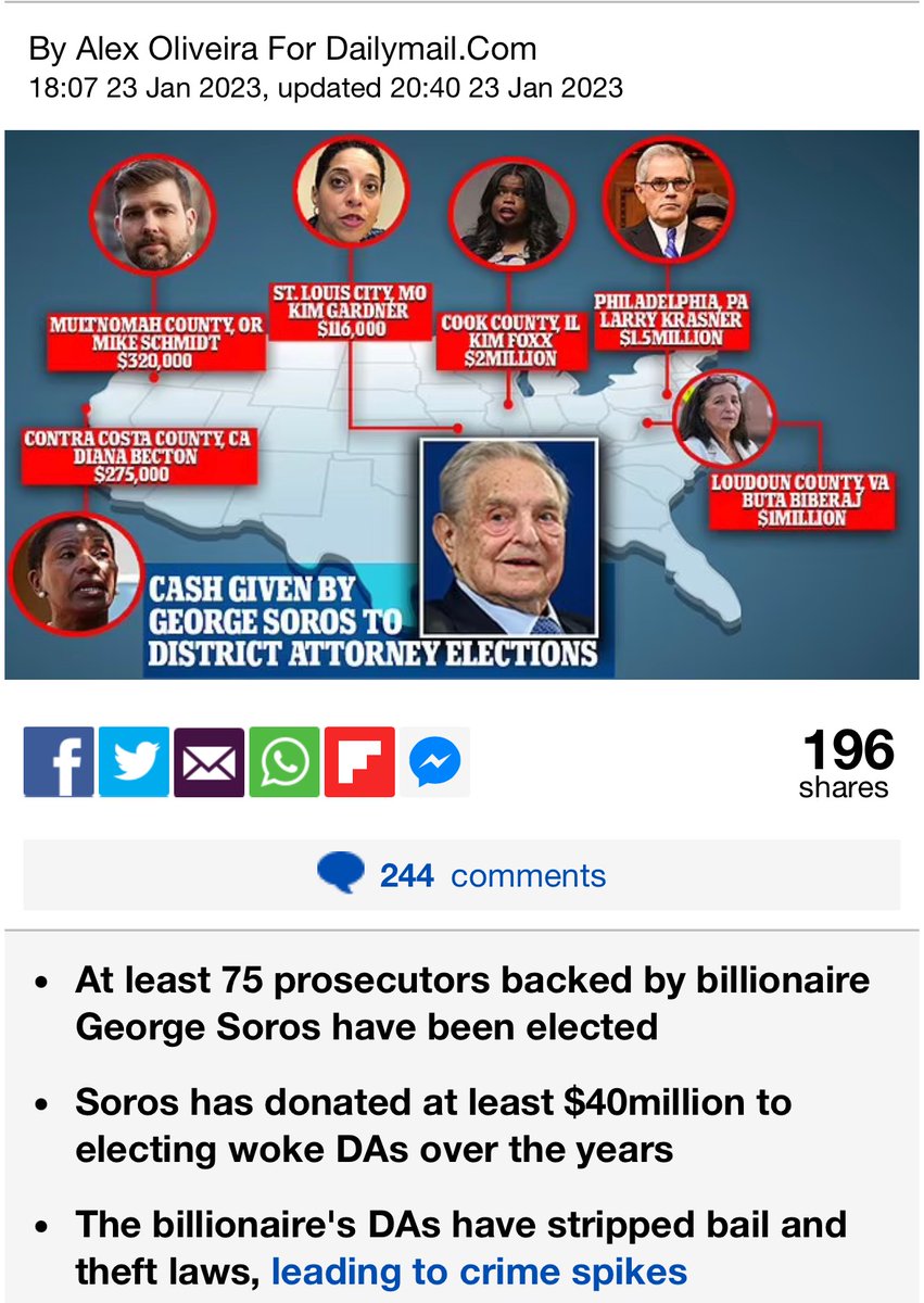 @elonmusk Soros is the most successful politician of our time— without personally ever having stepped foot in a race. He singlehandedly purchased over 75 District Attorneys, investing only $40M into the project, and has a 90% success rate. Soros now owns DAs making freedom/prison…