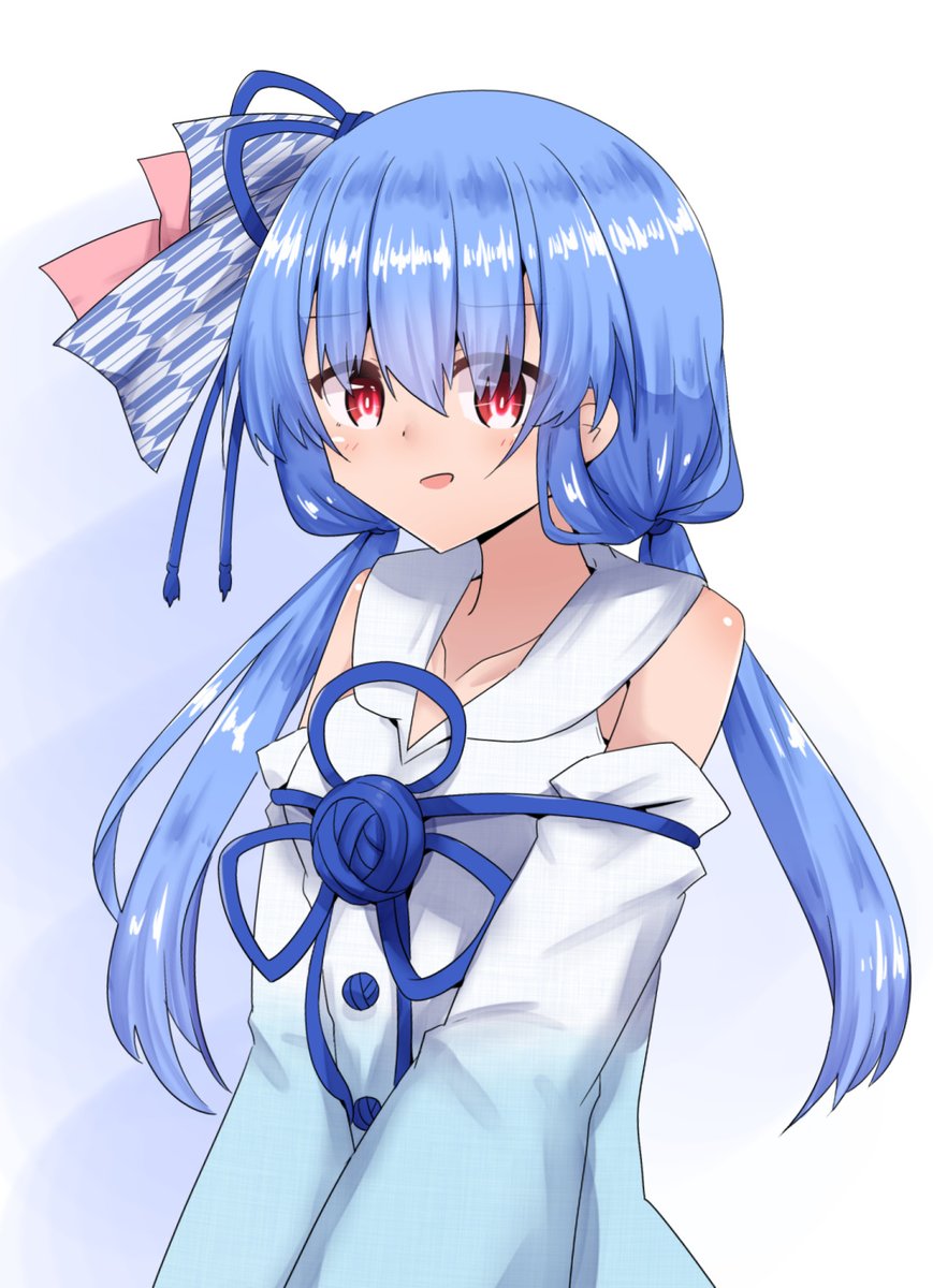 kotonoha aoi 1girl solo blue hair yagasuri red eyes detached sleeves long hair  illustration images