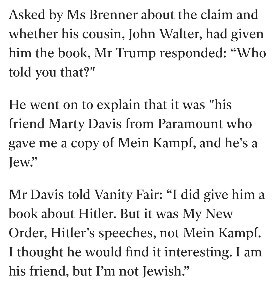 Rᴏʙᴇʀᴛ L. Tsᴀɪ on X: "Remember the time Trump was asked about the Hitler  book he reportedly kept by his bedside? https://t.co/A9iNQEKmf0" / X