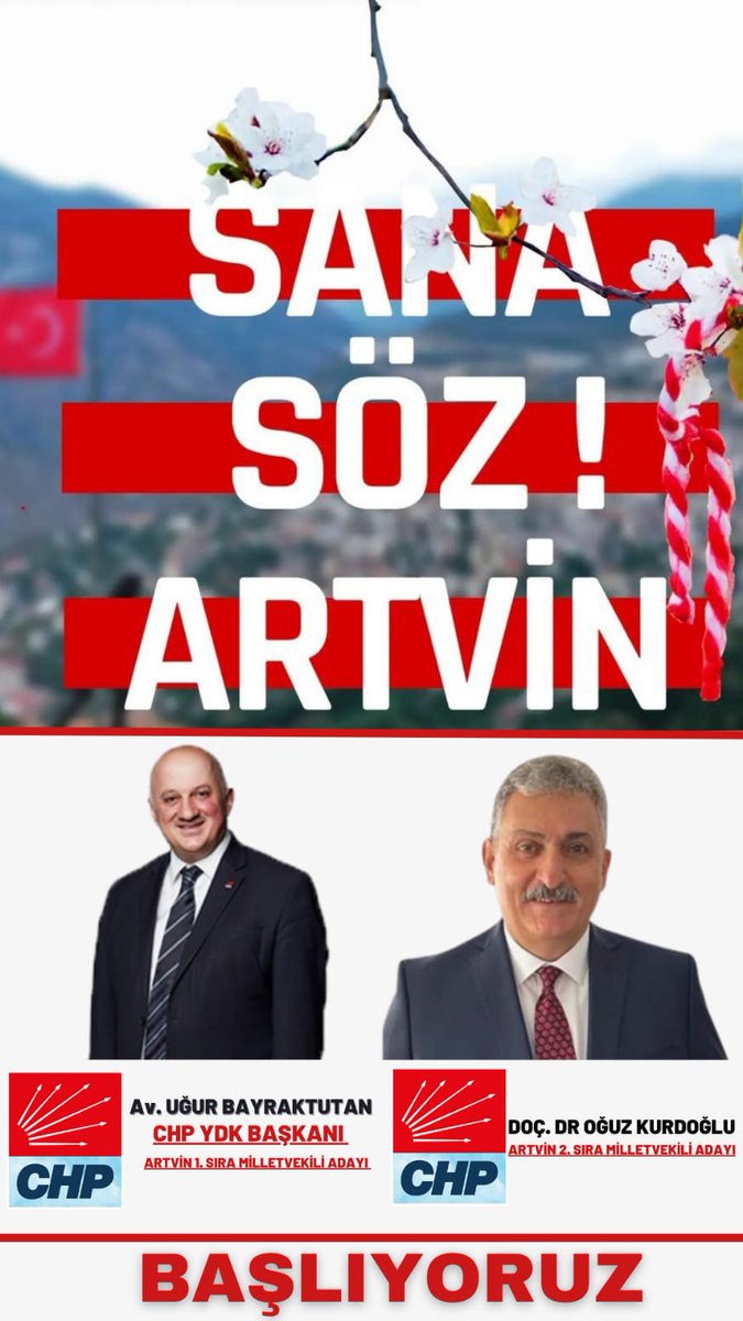 #SanaSöz yine baharlar gelecek,
#SanaSöz umut bitmeyecek…

Güzel ülkemize yeniden baharı getirmek için #Başlıyoruz! Hep birlikte bu ülkeyi aydınlık yarınlarına kavuşturacak, yarının Türkiye'sini inşa edeceğiz!

#SanaSözArtvin #SanaSözTürkiye