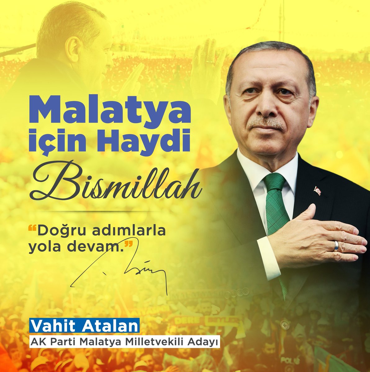 vahitatalan's tweet photo. Haydi Bismillah... 

Türkiye için,
Malatya için,
Nasıl ki 2018'de yorulmadan ve yılmadan çalıştıysak bugün de 28. Dönem AK Parti Malatya Milletvekili Adayı olarak Sayın Cumhurbaşkanımız @RTErdogan  liderliğinde memleketimizin yaralarını sarmak için aynı  kararlılıkla çalışacağız. https://t.co/LgDMMOT2Rm