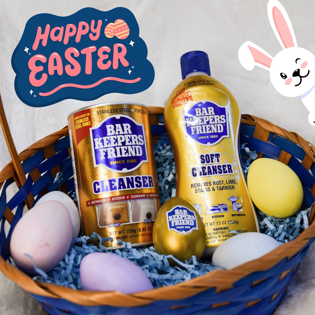 barkeeperfriend's tweet photo. Sending you a HOPPY Easter from Bar Keepers Friend! May your day be filled with happiness and plenty of candy! πͺΊππ£πΈπ§Ί #HappyEaster #SpringIntoBKF https://t.co/2U3rTQihX6