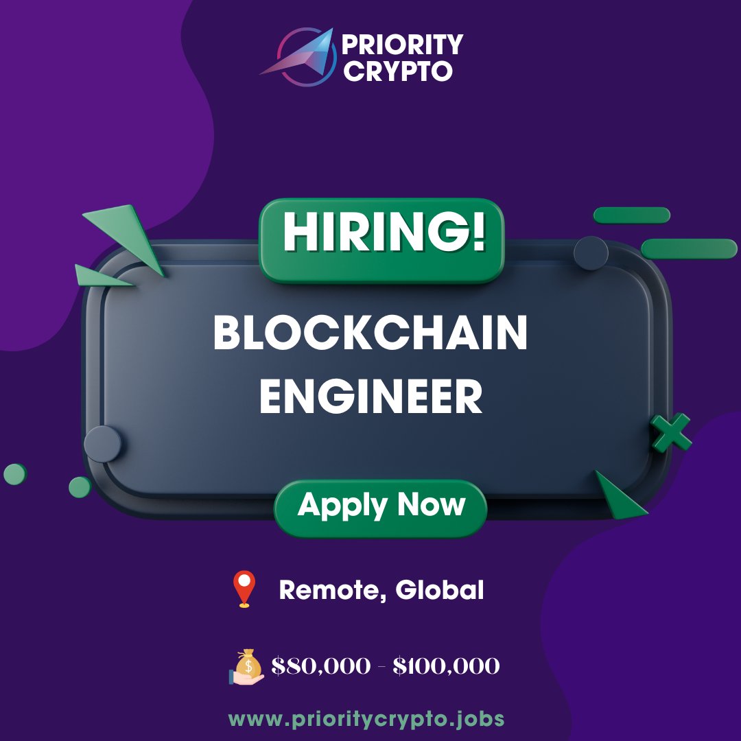PriorityCrypto's tweet image. 👨‍💻💻🔗 Ready to take on the world of #blockchain? 

Our client is hiring a blockchain engineer to join their team! 🚀🌐💰 

 Apply now and let&apos;s change the world together. 🌎🌟💡

prioritycrypto.jobs/jobs/blockchai…

#cryptojobs #blockchainengineer
