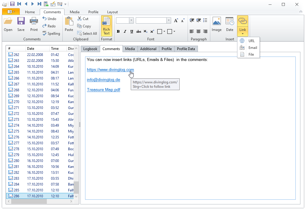 divinglog's tweet image. Diving Log 6.0.28 released with links in comments &amp;amp; user fields, Deepblu Cosmiq + Oceans S1 Support: divinglog.com/blog/?p=3055