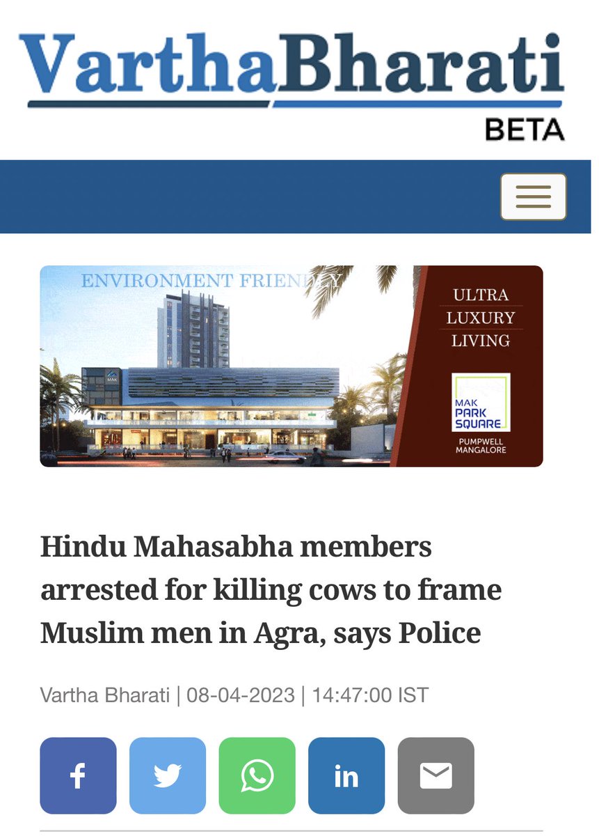 OkManav's tweet photo. To cause communal violence hindu mahasabha slaughtered cows. They claimed that it was done by some Muslim men in Agra.

#fakenews #factcheck #sparkitup #Awareness https://t.co/4okwcxDpiQ