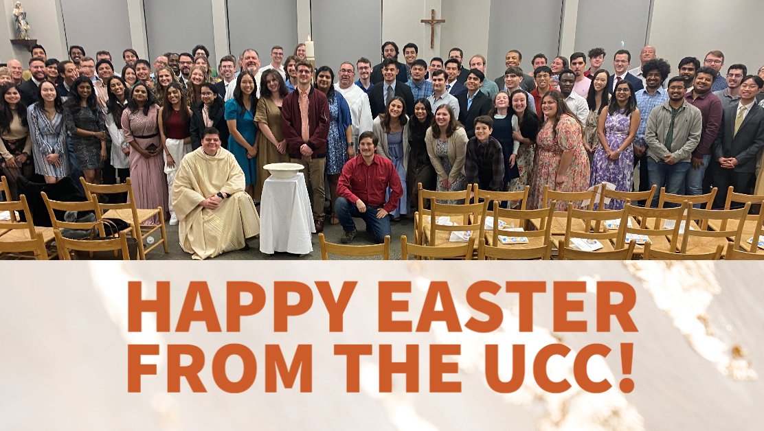 CatholicatUTD's tweet photo. Happy #Easter! He is #Risen! Last night we ushered in the Easter Season with our first Easter #Vigil at the UCC! Join us for Mass today at 4:30; students, stay for #Dinner too! #CatholicAtUTD! https://t.co/omBitjCd3d