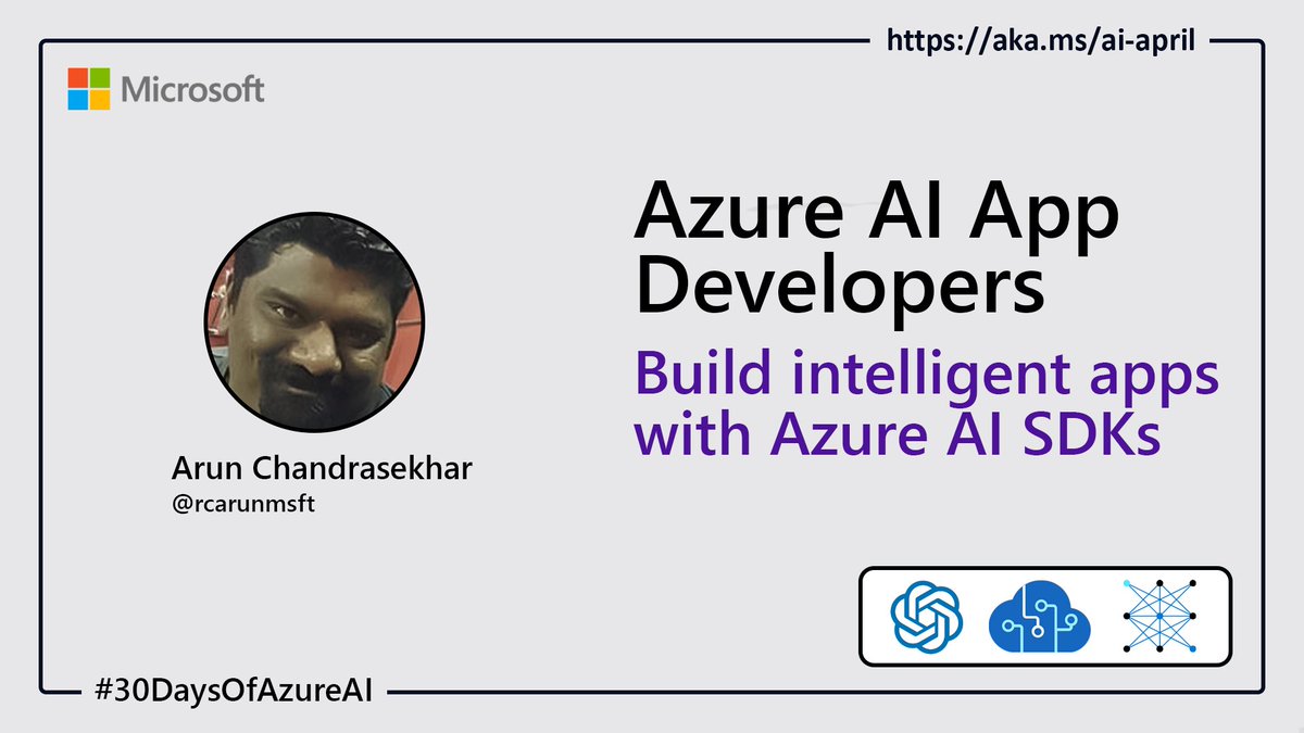 msdev's tweet image. This installment of #30DaysOfAzureAI features an intro to the Azure AI Hub and loads of SDK samples to get you started with Azure OpenAI Service and Cognitive Services. 

Learn best practices and engage with other developers: msft.it/6018gH6dk #AzureOpenAI