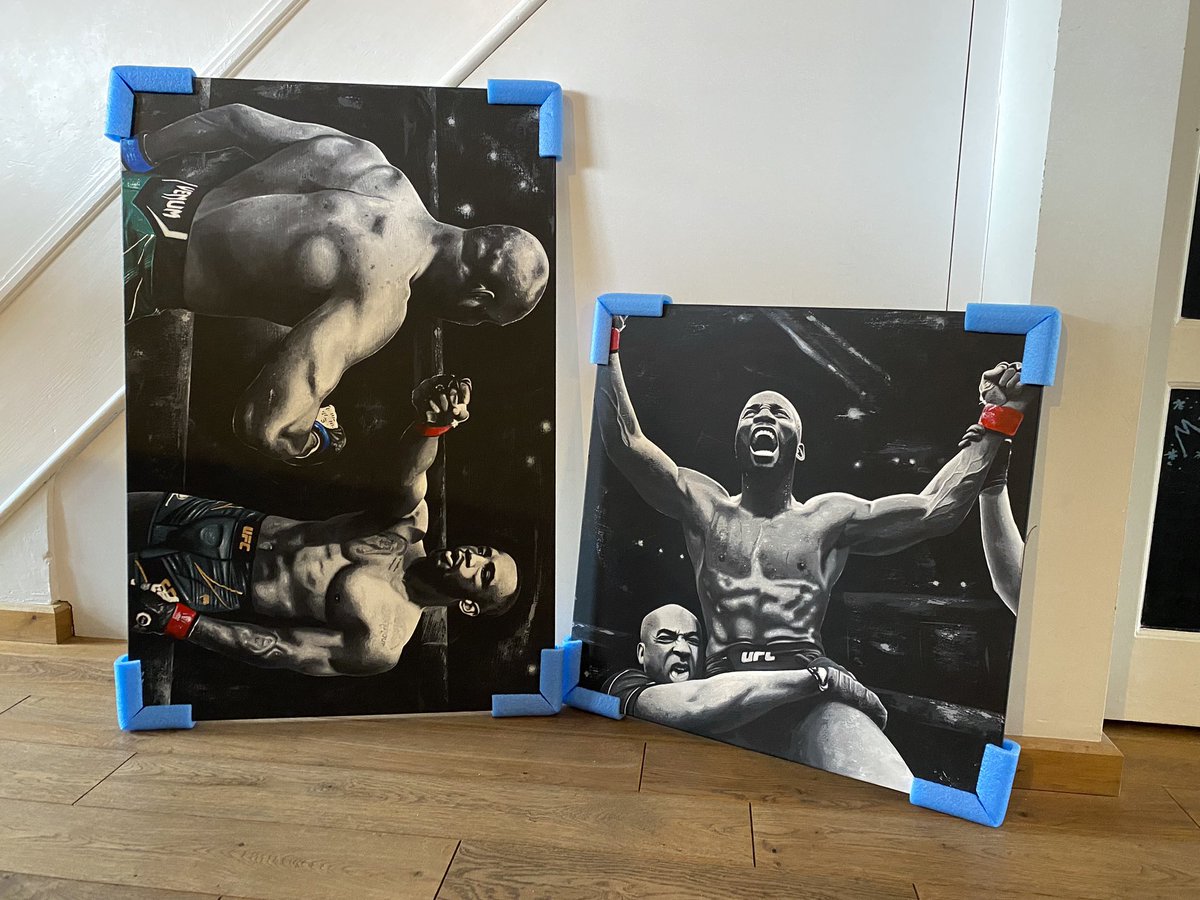 RossBainesArt's tweet photo. These 2 original acrylic paintings personally signed by Leon Edwards available to purchase now.

3x2ft ‘Headshot’ £3250
2x2ft ‘Vindication’ £2750

DM me to purchase one of these highly collectible pieces of UFC history 👊 https://t.co/IMSepJd1Ob