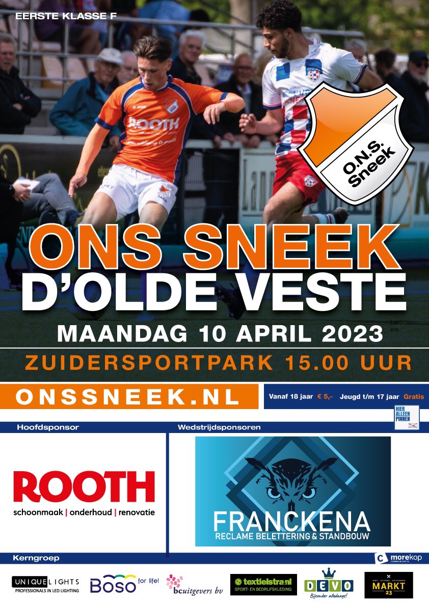 ONSSneek's tweet photo. 🔙 Verslag ONS Sneek - @vvfean58 (6-2): https://t.co/FAygkYlGLH
🔜 Morgenmiddag 15.00 uur kwartfinale Districtsbeker Noord ONS Sneek - @OldeVeste.
ℹ️ De entree is morgen, in tegenstelling tot wat op de poster vermeld wordt, gratis!
#onsfea #onsold https://t.co/XPke36x72Z
