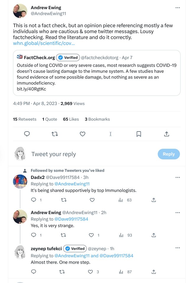 zeynep's tweet photo. Random person who compiled viral thread after thread on alleged broad immunity effects of Covid based on paper snippets and titles finds it "very strange" that top immunologists endorsed an obvious fact check to Twitter lore.
LC patients are the victims.
https://t.co/bi9LJ0OMZD https://t.co/Ms5daU8vVO