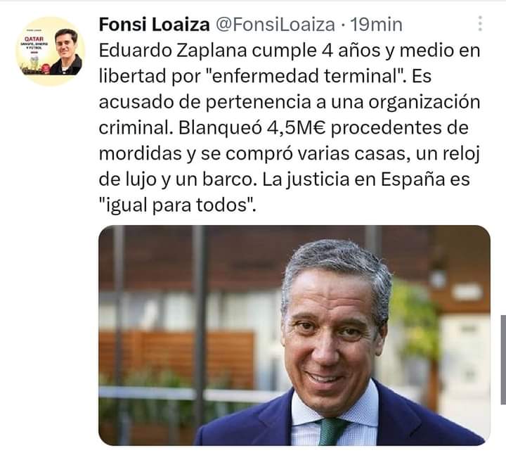 batidoradegusto's tweet photo. @MistralS En mi lecho de muerte no llaméis a mi familia, llamad al médico de Zaplana

No es que se esté riendo de toda 🇪🇦, es que aún no le han dado cita en la S. S. ...ni en los Juzgados del PP 

El aire de Andorra ha sido un milagro para Zaplana
#DomingoDeResurrección
#labatidoradegustos https://t.co/Pt6LsLj49C