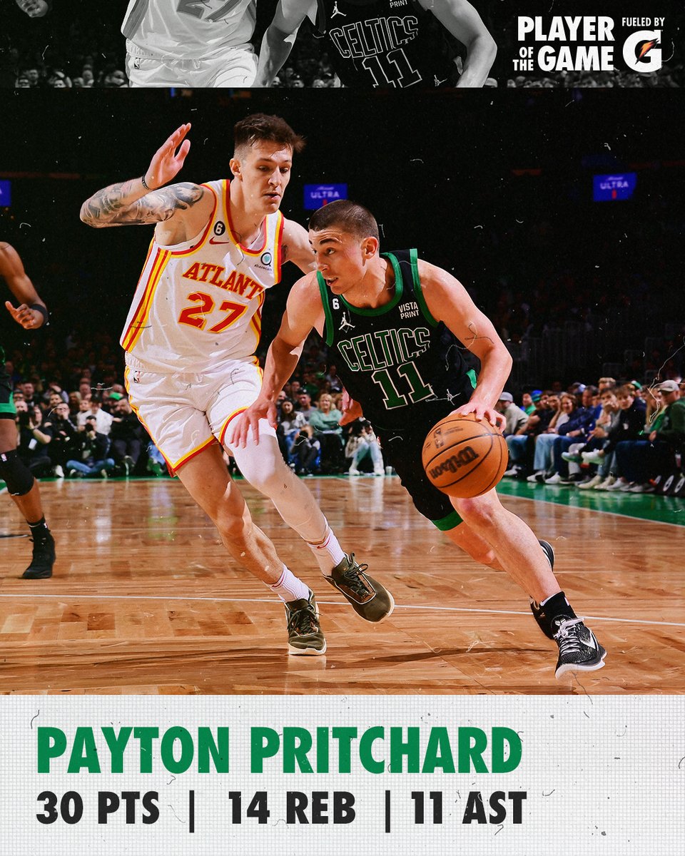 celtics's tweet photo. ✅ first career triple double
✅ career-high in points

Today's @Gatorade Player of the Game was a FORCE https://t.co/i0wUvD7LB1