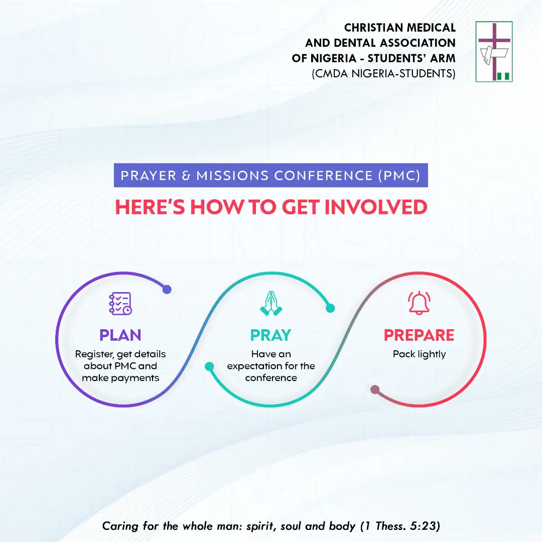 cmdanigeria's tweet image. The Students&apos; Zonal Prayer and Missions Conference are fast approaching 🔥🔥

Theme: Empowered In His Presence

Registration is ongoing on the CMDA Nigeria Website.
- Register
- Pray
- Prepare your heart
- Be a part of PMC 2023!

#PMC2023 🔥
#empoweredinhispresence 
#CMDANigeria