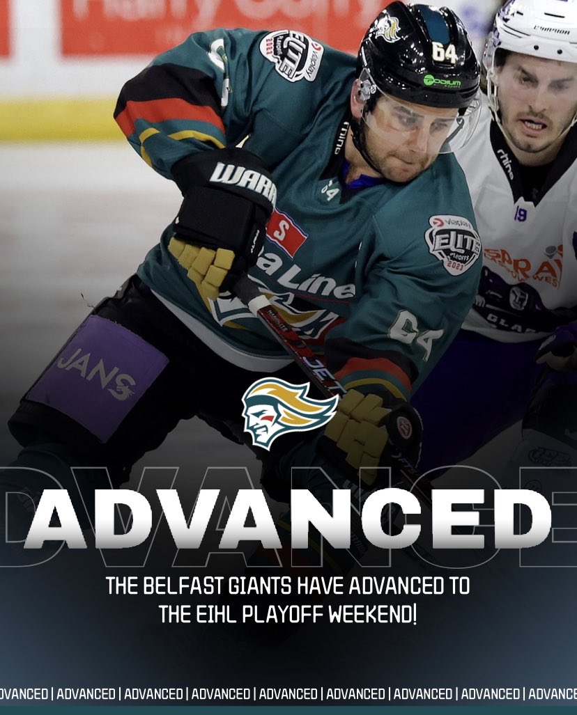 EIHLFanNews's tweet image. 💪 𝗔𝗗𝗩𝗔𝗡𝗖𝗘𝗗 💪

The @BelfastGiants 💪 have eliminated the @ClanIHC 💜 to advance to the #PlayoffWeekend!