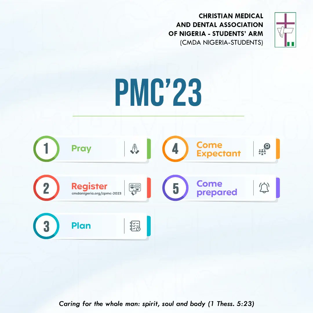 cmdanigeria's tweet image. The Students&apos; Zonal Prayer and Missions Conference are fast approaching 🔥🔥

Theme: Empowered In His Presence

Registration is ongoing on the CMDA Nigeria Website.
- Register
- Pray
- Prepare your heart
- Be a part of PMC 2023!

#PMC2023 🔥
#empoweredinhispresence 
#CMDANigeria