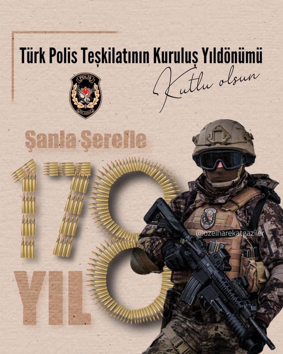 YTERSN1's tweet photo. Türk Polis Teşkilatının 178. Yılı Kutlu Olsun 🇹🇷 Şanla Şerefle 178.yıl https://t.co/9HC1wdLO5N
